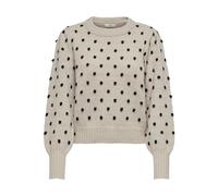 JdY Women's Jdysigrid Life L/S On Puff Pull KNT Noos Knitted Jumper, Cement/Detail: w. Black dots, S