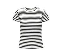 JdY Women's JDYSOLAR S/S O Neck TOP JRS NOOS T-Shirt, Cloud Dancer/Stripes:Black, XS