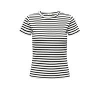 JDY Women's Striped Top Basic Round Neck T-Shirt Stylish Tee JDYSOLAR, Colours:White-2, Size:M