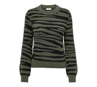 JdY Women's Lorraine Animal L/S KNT Noos Jumper Knitted, Kalamata/Detail:Black Zebra Stripes, M Green