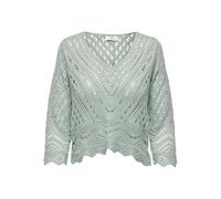 JdY Women's New Sun KNT Noos 3/4 Cropped Pullover Knitted Jumper, Jadeite, S