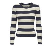 JdY Women's Plum L/S O-Neck Stripe Pull. KNT Noos Sweater, Blue, M