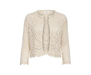 JDY Women's Short Textured Knit Cardigan Chic 3/4 Sleeve Crochet Lace Sweater Cropped Knit JDYSUN