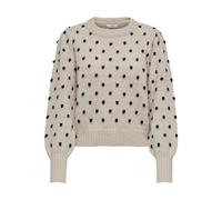 JdY Women's Sigrid Life L/S On Puff Pull KNT Noos Knitted Jumper, Cement/Detail: w. Black dots, M