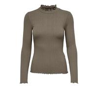 JDY Women's Slim Long Sleeve Top Basic Round Neck Turtleneck Stretch Blouse JDYFRANSISKA, Colours:Brown, Size:M