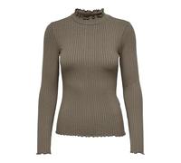 JDY Women's Slim Long Sleeve Top Basic Round Neck Turtleneck Stretch Blouse JDYFRANSISKA, Colours:Brown, Size:XL