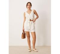 JDY Womens tie waist linen blend shorts co-ord in white - Size EU 34 (Womens)