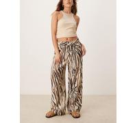 JDY Womens wide leg trousers in tonal zebra print - Cream - Size 2XL (Long)