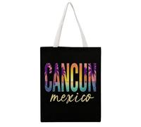 JDYANSHENG Cancun Sunset Palm Trees Ocean Mexico Canvas Tote Bag, Perfect for Outdoor Picnic, Party, Shopping, Travel-Ideal,Sturdy Handles,Inspired Gift 38x46cm