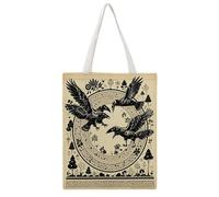 JDYANSHENG Crows In Flight With Celtic Design Canvas Tote Bag, Perfect for Outdoor Picnic, Party, Shopping, Travel-Ideal,Sturdy Handles,Inspired Gift 38x46cm