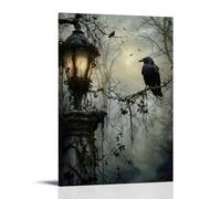 JDyaojiesheng Dark Raven Art Poster Wall Art Aesthetic Cover Poster Design Painting for Living Room Bed Room 12x18inch(30x45cm) Frame-style