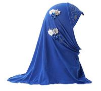 JDYaoYing Girls Long Muslim Hijab with Flowers Arab Scarf Islamic One Piece Head Scarf for 2-6 Years Kids