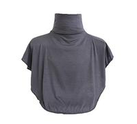 JDYaoYing Muslim Detachable Turtleneck Collar Cotton Islamic Long Neck Faux Collar Fake Collar for Women Gray