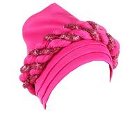 JDYaoYing Women Twisted Braid Turban Muslim Sequins Turban for Party Wear Headwrap Beanie Cap Hair Cover Hat