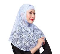 JDYaoYing Womens Muslim Turban Lace Long Hijab Scarf Solid Color Head Wrap Scarfs
