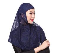 JDYaoYing Womens Muslim Turban Lace Long Hijab Scarf Solid Color Head Wrap Scarfs