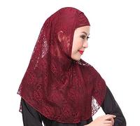 JDYaoYing Womens Muslim Turban Lace Long Hijab Scarf Solid Color Head Wrap Scarfs