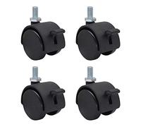JDYYICZ 4 Pack 1.5 Inch Nylon Plastic Replacement Caster Wheels for Cart, Swivel Furniture Wheels Floor Protecting Office Chair Casters Threaded Stem with Brake Black