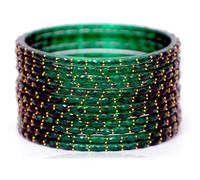 JD'Z COLLECTION Glass Bangles for Women, Traditional Style, Set of 12, Indian Handmade Bracelets, 2.4 (Inner Dia-2.25"), Glass, no gemstone
