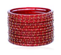 JD'Z COLLECTION Glass Bangles for Women, Traditional Style, Set of 12, Indian Handmade Bracelets, 2.6 (Inner Dia-2.37"), Glass, no gemstone