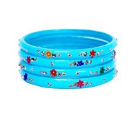 JD'Z COLLECTION Indian Bangles Jewelry For Women Glass Bangles Flower Design Costume Matching Partywear Bangles Set 4pc Beautiful Bollywood Bangles, L, Stone, not apply