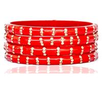 JD'Z COLLECTION Indian Bangles Set For Women Kada Bangle Traditional Bollywood Bangles Wedding Wear Bangle Set Of, 2.37 Inches, Glass, no gemstone