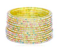 JD'Z COLLECTION Indian Bollywood Traditional Glass Bangles Set Churi Multi Color Bangle Bracelet For Women | Handcrafted Pearl Bangle | Ethnic Jewelry | Wedding Jewelry Collection, M, Glass, no