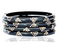 JD'Z COLLECTION Indian Traditional Glass Bangles Kada For Women & Girls Stylish Ethnic Partywear Bangle Bollywood Fashion Jewelry Set Of 4pc, L, Glass, Cubic Zirconia