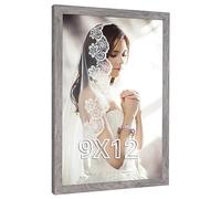 JDZIVTOP 9x12 Frame Distressed Gray, Rustic 12x9 Picture Frame Grey, Art Pic Poster Frame, 9 by 12 Gallery Family Concert Portrait Photo Frame Anniversary/Birthday/Wedding/Thank you/Christmas Gift
