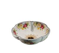 jdzjybqx White Ceramic Wash Basin Bowl Flower Shape Peony Pattern Worktop Bathroom Vanity Wash Basin for Bar and Farmhouse, Only 1 Wash Bowl for Bathroom, Diameter 42 cm x Height 15 cm