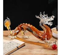 JDZYFFS 1000ML Whiskey Decanter Bottle - Art Statue, 3D Whiskey Decanter Dragon Shape Glass Liquor Bottle, Chinese Zodiac Animal Themed Wine Bottles, Home Bar Decor Gift(Dragon+gift box)