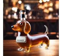 JDZYFFS 10oz / 300ML Whiskey Decanter Bottle - Art Statue, 3D Dachshund Dog Shape Whiskey Wine Bottle, Dachshund Whiskey Decanter Glass Tumbler, Red Wine Decanter, Whiskey Lovers Lovers(#2)