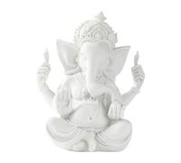 JDZYFFS Art Statue - Desktop Decoration Figurine Sculpture, 3D Ganesha Statue, Thai Style Resin Elephant God Art, Balinese Abundance Decor For Home Office Desk, Fun Sculpture Gift(White,Medium)