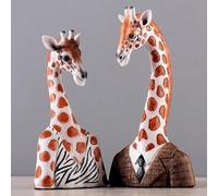 JDZYFFS Art Statue - Desktop Decoration Figurine Sculpture, Giraffe Bust Scene Desktop Decoration, Wild Animal Ornaments, Couple Home Decor Sculpture, For Living Room Party Bookcase Figurine(2pcs)