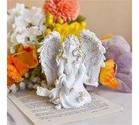 JDZYFFS Art Statue - Desktop Decoration Figurine Sculpture, Lovely Angel Resin Figurine With Horse Decorative Garden Sculpture, Indoor And Outdoor Home And Patio Decor Serene Centerpiece(B)