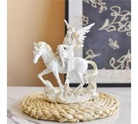 JDZYFFS Art Statue - Desktop Decoration Figurine Sculpture, Lovely Angel Resin Figurine With Horse Decorative Garden Sculpture, Indoor And Outdoor Home And Patio Decor Serene Centerpiece(A)