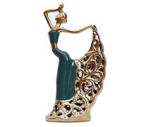 JDZYFFS Art Statue - Peacock Dancing Girl Decoration Art Statue, Desktop Decoration Figurine Sculpture, Ceramic Abstract Arts Figurine Sculpture, Dancer Desk Anniversary Wedding Ornaments(A)