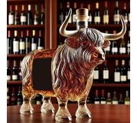 JDZYFFS Whiskey Decanter Bottle - Art Statue, 3D Highland Cow Whiskey Wine Bottle, Novelty Glass Whiskey Decanter, Creative Animal Theme Liquor Storage Container, Men Alcohol Lovers Collectors Gift