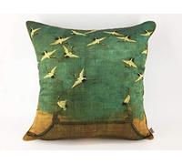 JE Art Gallery Chinoiserie Decorative Cushion Covers, Silk Pillowcase Square Throw Pillow Case for Bedroom Sofa Living Room with Invisible Zipper 50cm x 50cm 20x20 Inch Japanese Gifts