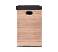 JE CHERCHE UNE Idee RG0041 Laundry Basket 36 x 36 x 58 cm Polyester with Lid Wood Look Design Ideal for Bathroom or Bedroom Practical and Stylish Storage Brown