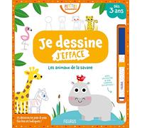Je dessine, j'efface Les animaux de la savane (Petites Pousses): Avec un feutre & son tampon qui efface !