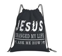Je_Sus Changed My Life Christianity Cross Unisex Drawstring Bag Large Swimming Bag Portable String Backpack For Swim Sports Yoga