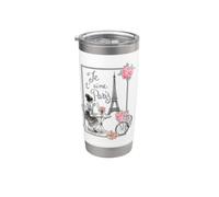 Je T'Aime Paris Romantic Café with Eiffel Tower Bicycle Stainless Steel Insulated Tumbler
