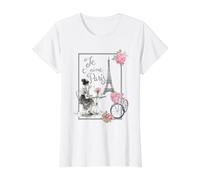 Je T'Aime Paris Romantic Café with Eiffel Tower Bicycle Value Graphic T-Shirt, Women, White, XS