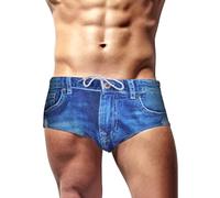 Jeados Dong Sarong Men's Swim Brief, Denim Print, Blue, S