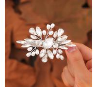 Jeairts Bride Rhinestone Wedding Hair Clips Silver Crystal Barrette Hair Piece Prom Bridal Hair Accessories for Women