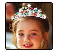 JEAIRTS Crystal Rhinestone Tiara with Multicolor Beads Silver Bridal Wedding Headpiece for Women