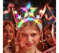 JEAIRTS Light Up Moon Star Headband Glowing Celestial Headpiece Led Stars Costume Rave Hair Accessories for Women (1-Star, Free Size)