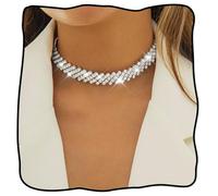 JEAIRTS Rhinestone Choker Necklace Silver Multi-Row Crystal Chokers Sparkly Rhinestone Neck Chain Party Prom Necklaces Jewelry for Women and Girls