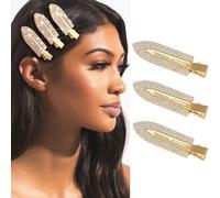 Jeairts Rhinestone No Bend Hair Clips No Crease Bling Curl Pins Sparkly Crystal Hair Barrettes Accessories for Women(3pcs) (2-Gold)